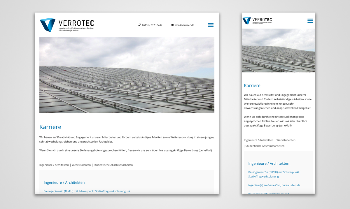 verrotec Karriere responsive Design