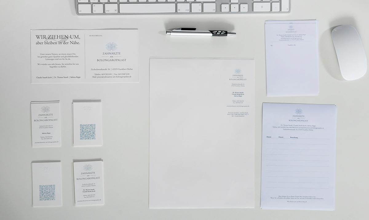 Corporate design Übersicht Zahnärzte am Bolongaropalast